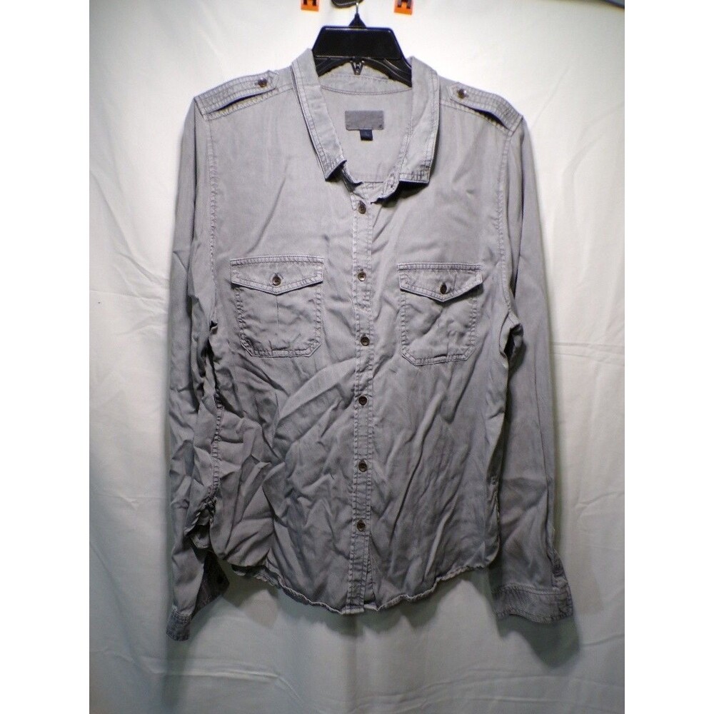 Universal Thread Men’s XL Gray Chambray Button Up Shirt Military Workshirt
